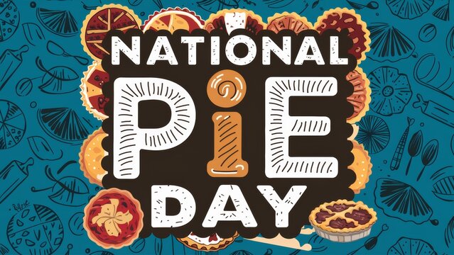 A poster with the words national pie day on it, AI