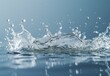 Dynamic water splash on serene blue background