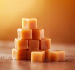 Wall Mural - Stack of caramel candies on a warm background