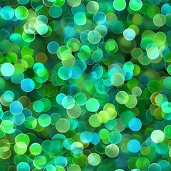 Wall Mural - Seamless colorful bokeh pattern with bright green and turquoise tones