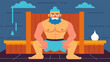A fighter sits in a sauna sweat dripping down their face as they rid their body of toxins and rejuvenate their muscles.