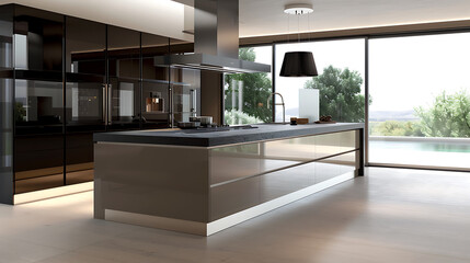 Sticker - A sleek and stylish image showcasing a modern kitchen, the epitome of contemporary design and functionality.