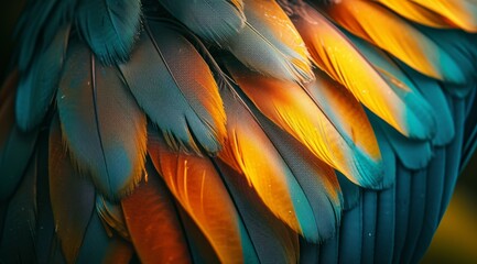 Poster - Vibrant Bird Feathers Close-up