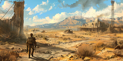 Wall Mural - Fallout Odyssey: Journey Through the Wasteland - An odyssey through a world transformed by fallout, where every step is a journey fraught with danger and discovery