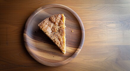 Wall Mural - Slice of homemade pie on a wooden plate