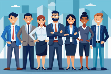 Aufkleber - A group of business people in modern office attire