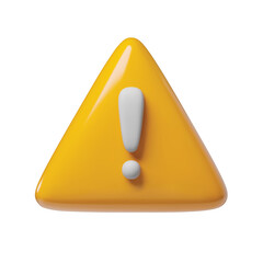Fototapete - Yellow triangle button with exclamation point 3d icon. Warning, attention, secure signal caution or error mark realistic symbol three-dimensional rendering vector illustration