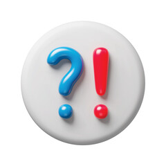 Fototapete - Blue question and red exclamation signs 3d realistic button. Glossy exclamation and question punctuation marks, attention signals three-dimensional rendering vector illustration