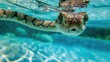 Hilarious underwater scene cobra in pool plays deep dive action, Ai Generated.