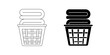 outline silhouette laundry basket icon set isolated on white background