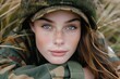 Woman serving in military army women soldier young conscription volunteer patriot defense service confident country protection honor security training warrior frontline