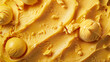 Overhead background texture of colorful orange tropical mango sorbet ice cream in a full frame wide angle view