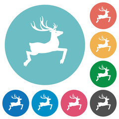 Wall Mural - Deer side view solid flat round icons