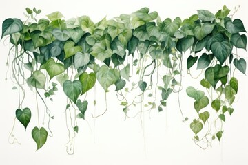 Canvas Print - Philodendron micans vine border hanging nature plant.