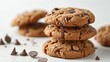 Wholesome chocolate chip cookies made with almond flour and dark chocolate, reduced sugar, perfect for a healthy snack, isolated background