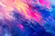A colorful, abstract painting with a lot of blue and pink