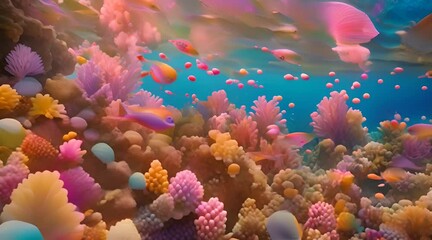 Wall Mural - A Vibrant Coral Reef Teeming with Colorful Fish