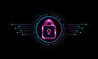 Cyber security concept. Locks on technology and dark background. Hacker protection and viruses on the Internet.