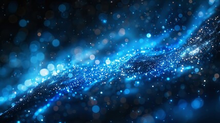 Wall Mural - the artwork features a stunning blend of midnight blue tones and shimmering particles, evoking a cel