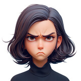 Fototapeta  - The young and stunning cartoon woman s face contorts into a frown on the verge of tears revealing her deep dissatisfaction and unhappiness over failing to reach her goals The dismayed model