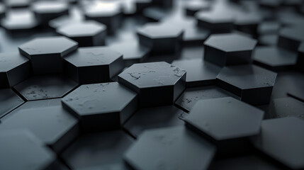 Poster - abstract background black hexagon 3d wallpaper business background 