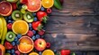 Healthy eating concept with a fresh fruit background for a balanced dieting lifestyle. For Design, Background, Cover, Poster, Banner, PPT, KV design, Wallpaper
