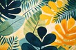 Tropical leaf patterned background, digital art illustration.