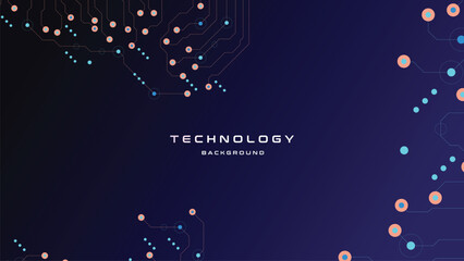 Poster - Abstract futuristic - Molecules technology with polygonal shapes on dark blue background.