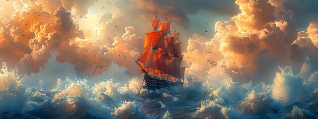 Wall Mural - boston tea party illustration