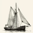 illustration loose black and white schooner fishing boat