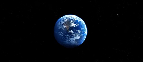 Wall Mural - the planet earth is seen from outer space, surrounded by a backdrop of shimmering stars