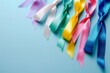 colorful ribbons on soft blue background