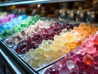 Wall Mural - Colorful Assortment of Gourmet Candies in a Display Case