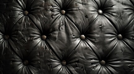 Sticker - Close-up of Black Leather Tufted Upholstery