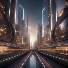 Wall Mural - A futuristic city skyline pulsating with light and energy, as if alive with motion and vitality, creating a sense of excitement and dynamism in the viewer's imagination4