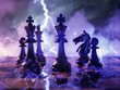 © Sirisook - As thunderclaps echo, alloy chess pieces maneuver with precision, their moves a storm of tactics
