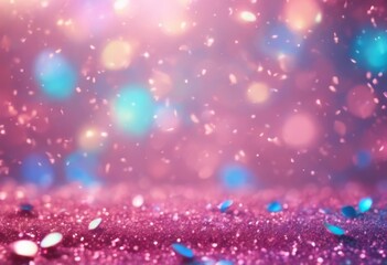 Wall Mural - abstract confetti texture. empty sky Pink illustration. Sparkles festival iridescent blurred bokeh Glitter winter Shinig background. Year defocused blue New wallpaper amazing pattern abstrac'