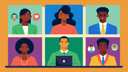 Wall Mural - A virtual panel discussion featuring speakers discussing the significance of Juneteenth and its impact on social justice.. Vector illustration