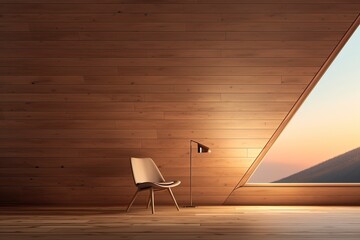 Wall Mural - Modern Chair in Front of A Wooden Wall and Window