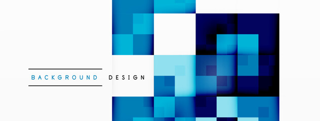 Aufkleber - A vibrant background design featuring squares in shades of blue, azure, and electric blue. The colorfulness and artistry of the pattern create a visually appealing aesthetic