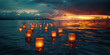 Floating Lanterns on Water at Dusk   A Serene Evening Scene