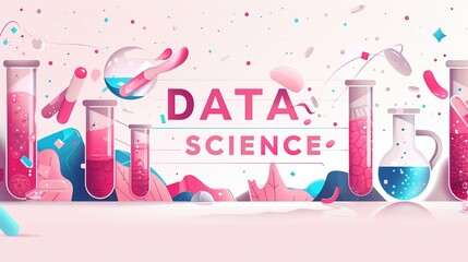 Wall Mural - data flow concept, big data technology and data science illustration, visualizing complex informatio