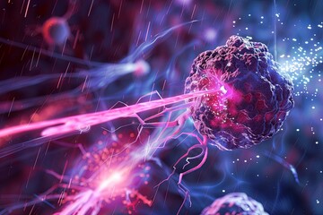 Poster - A computer-generated illustration of a pink and blue object created by andrewz. The object showcases intricate details and vibrant colors. Generative AI
