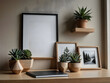Minimalist Desktop Decor: A close-up render of a minimalist home office desktop, featuring a few carefully chosen decor accents such as a geometric sculpture, a motivational quote print, and a small s