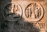 Fototapeta Miasto - Rome, Italy. Details Of Arch Of Constantine. Bas-relief On Facade Of Triumphal Arch.