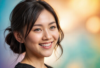 Wall Mural - Close-Up of Woman in Blur Background