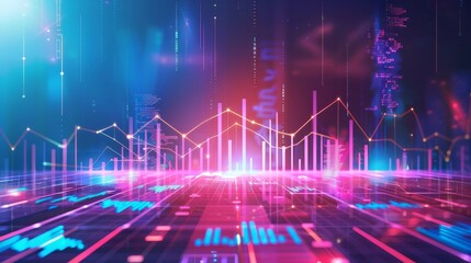 Poster - chart of business data graph diagram and growth financial graphic report information on futuristic f