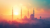 Fototapeta  - A beautiful serene mosque background for graphic design