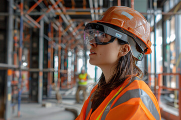 Wall Mural - construction worker in construction site, construction worker, workers at work