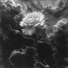 Wall Mural - a rose that is in the middle of a cloud filled sky